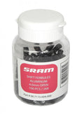 SRAM Schaltkabel-Endkappen 4,0mm, schwarz, Aluminium, 100 Stk. im Glas mit rotem Etikett.