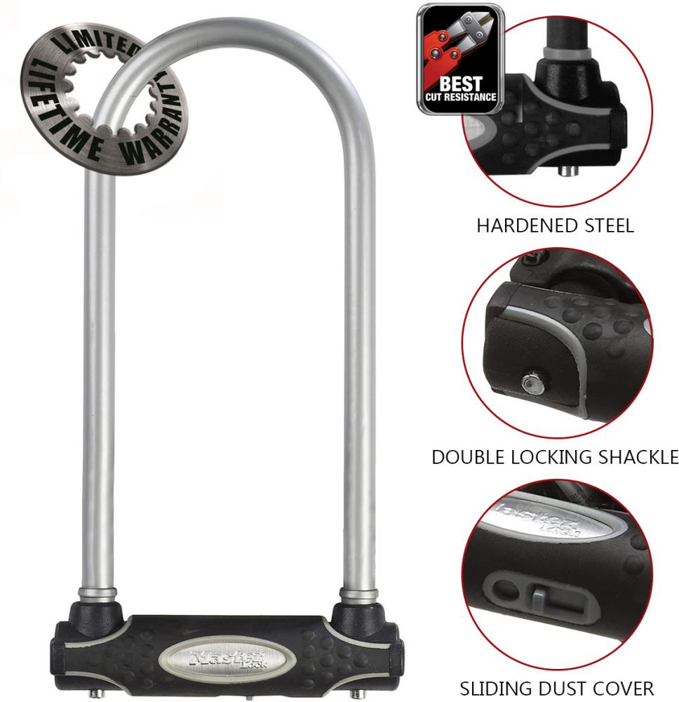 Master Lock Bügelschloss 8195LW Grau 13 mm x 280 mm x 110 mm - hohe Diebstahlsicherheit