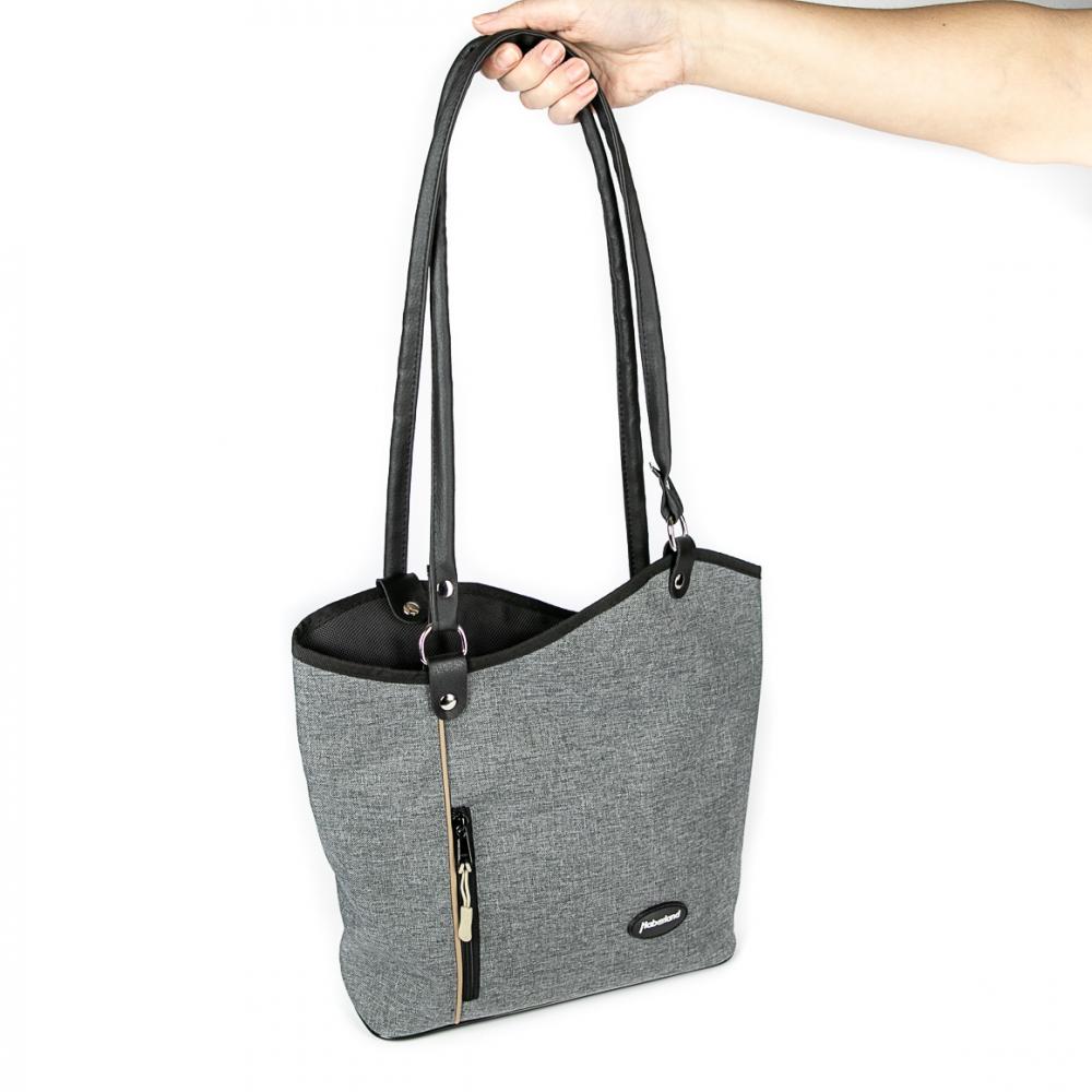 Haberland Lenkertasche Melanie grau - flexible Rucksack-Lenkertasche mit KLICKfix