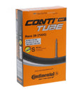 Continental Conti Race 28 Fahrradschlauch 700C mit 60mm Sclaverandventil auf oranger Verpackung.