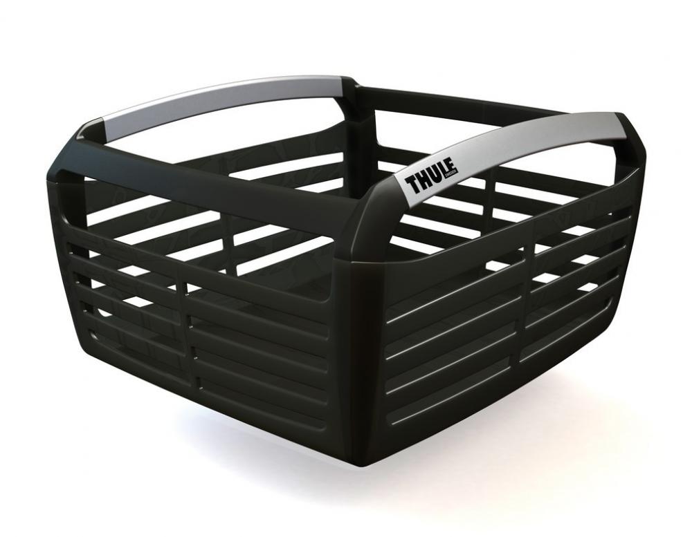 Thule Fahrradkorb Pack'n Pedal in schwarz mit Aluminium-Griffen, 39x30x20 cm.