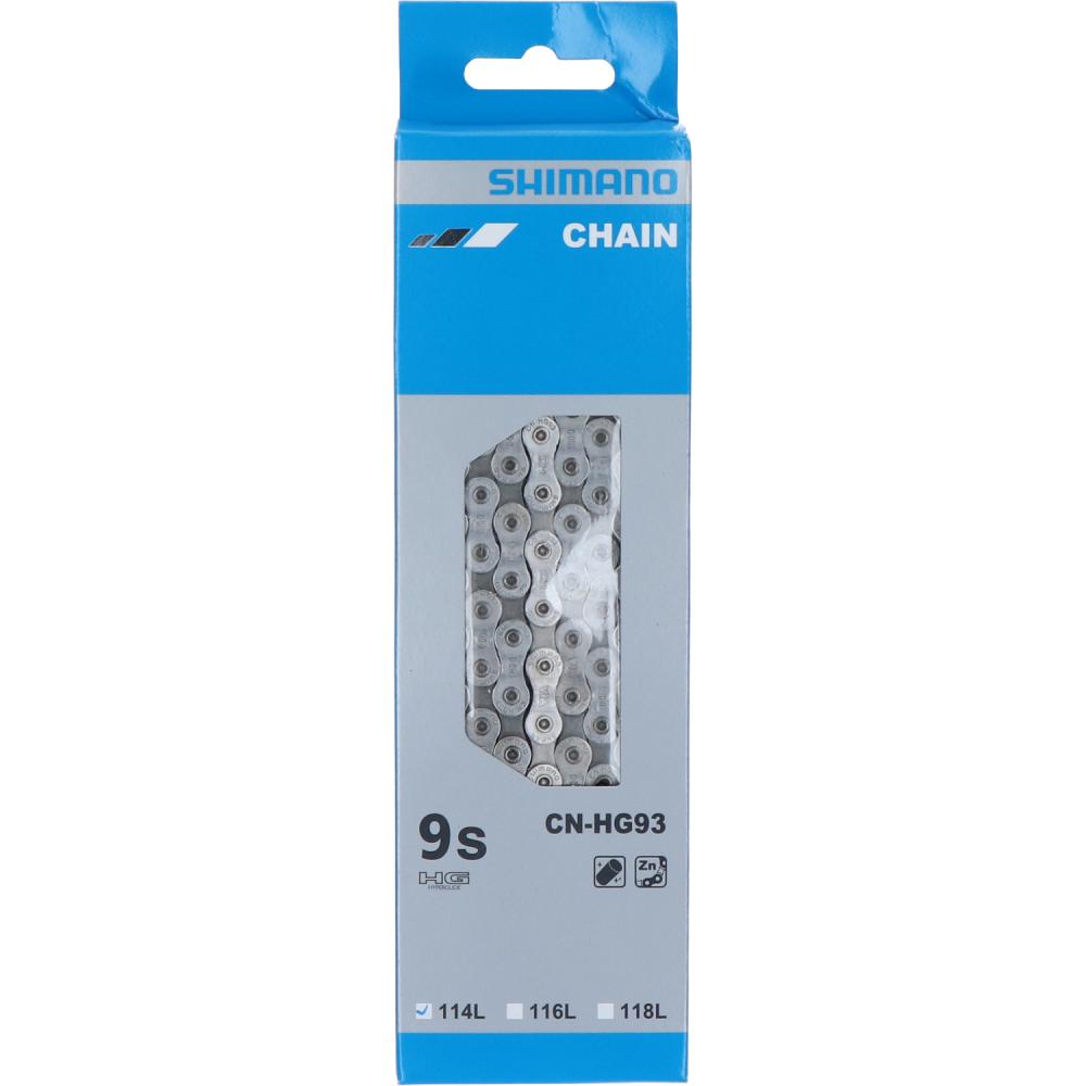 SHIMANO Kette CN-HG93 9-fach Fahrradkette mit 114 Gliedern in der Originalverpackung.