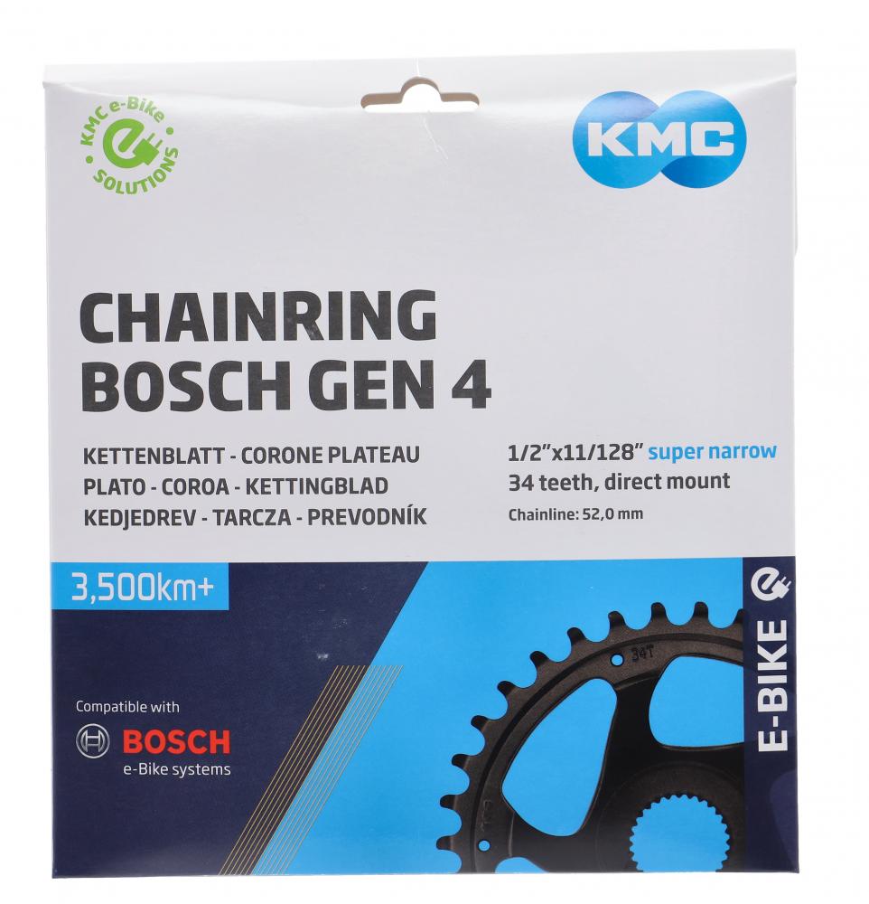 KMC Kettenblatt Bosch Gen.4 34T schwarz, 52mm Kettenlinie, super schmal, Direktmontage für Bosch E-Bike.