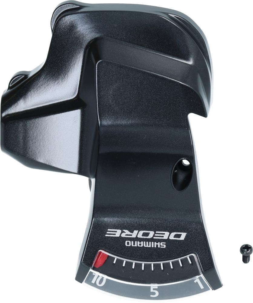 SHIMANO Ganganzeige rechts SL-T6000 Abdeckung Y0CT98030, schwarz mit DEORE Schriftzug und 1-10 Skala.
