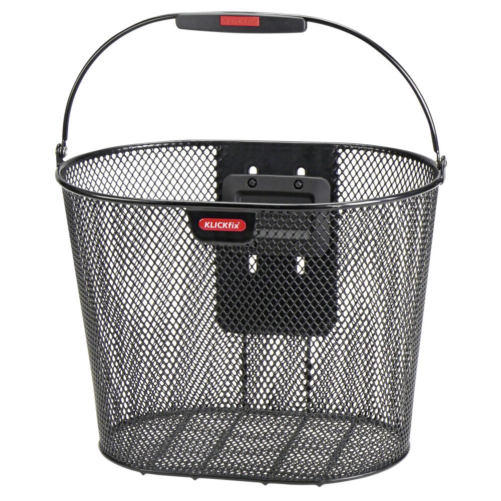 KLICKfix Fahrradkorb Oval Plus hoch schwarz 25x36x27 cm