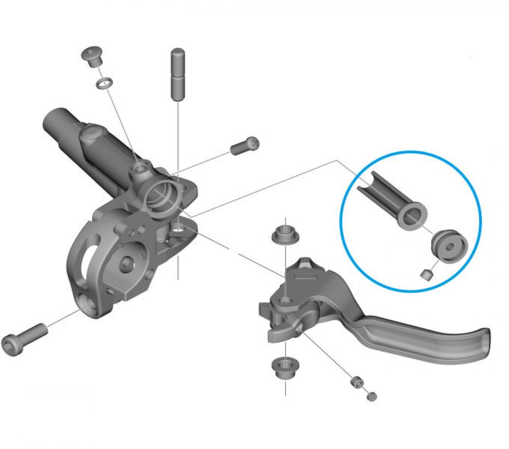 SHIMANO Membran-Einheit BL-M820 Ersatzteil für hydraulische Scheibenbremse in Explosionszeichnung.