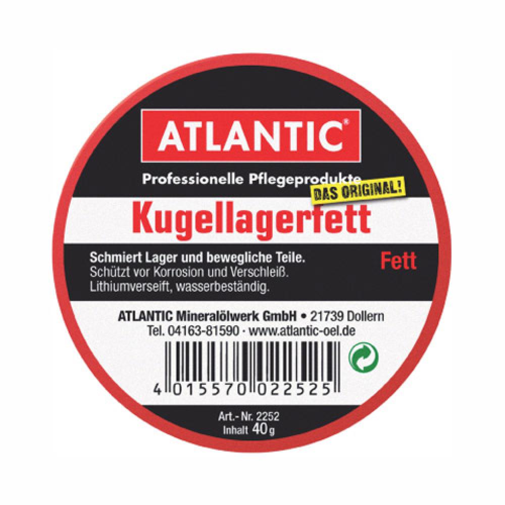 ATLANTIC Kugellagerfett 40g Dose lithiumverseiftes, wasserbeständiges Schmierfett für Fahrradlager und bewegliche Teile mit hervorragendem Korrosionsschutz