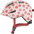 Abus Kinderhelm Smiley 3.0 LED mit rosa Erdbeer-Muster, Größe M 50-55cm