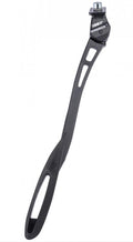 Schwarzer Esge Pletscher Fahrrad Seitenständer, verstellbar für 24-28 Zoll Räder, mit Montageplatte.
