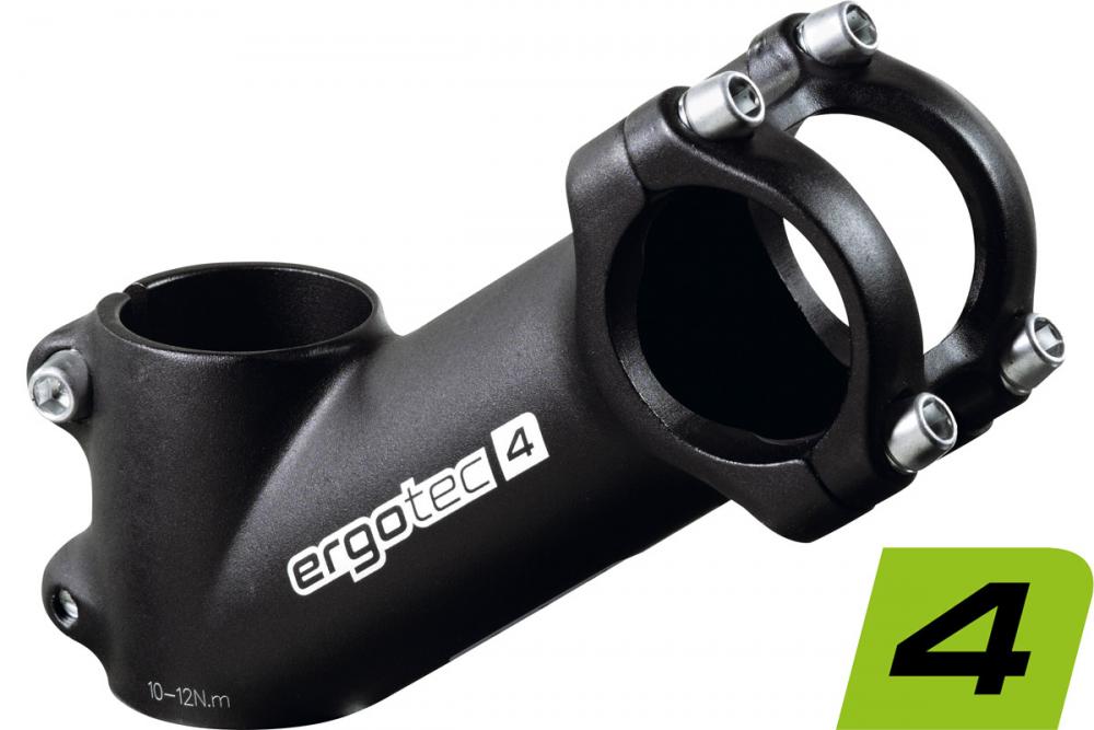 Schwarzer Ergotec AHEAD Vorbau High Crab 2 aus Alu, 1 1/8", Ø 31,8mm, 180mm, 35°.
