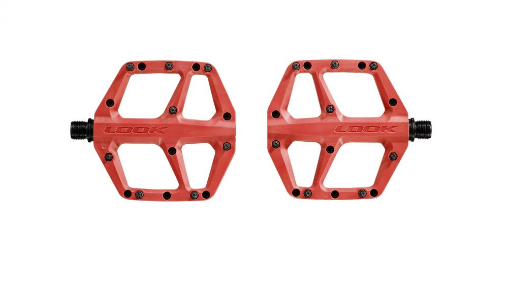 Look Trail Fusion Plattformpedale rot, Composite-Pedalkörper & Chromoly-Achse, 107×105 mm, 8 austauschbare Pins pro Seite,1 Paar
