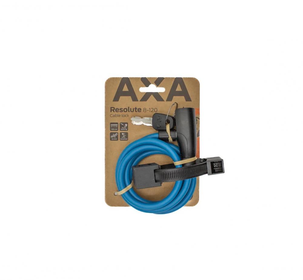 AXA Resolute 8-120 Kabelschloss 120 cm - Stahlkabel Fahrradschloss für Kinderrad & City-Bike (Blau)