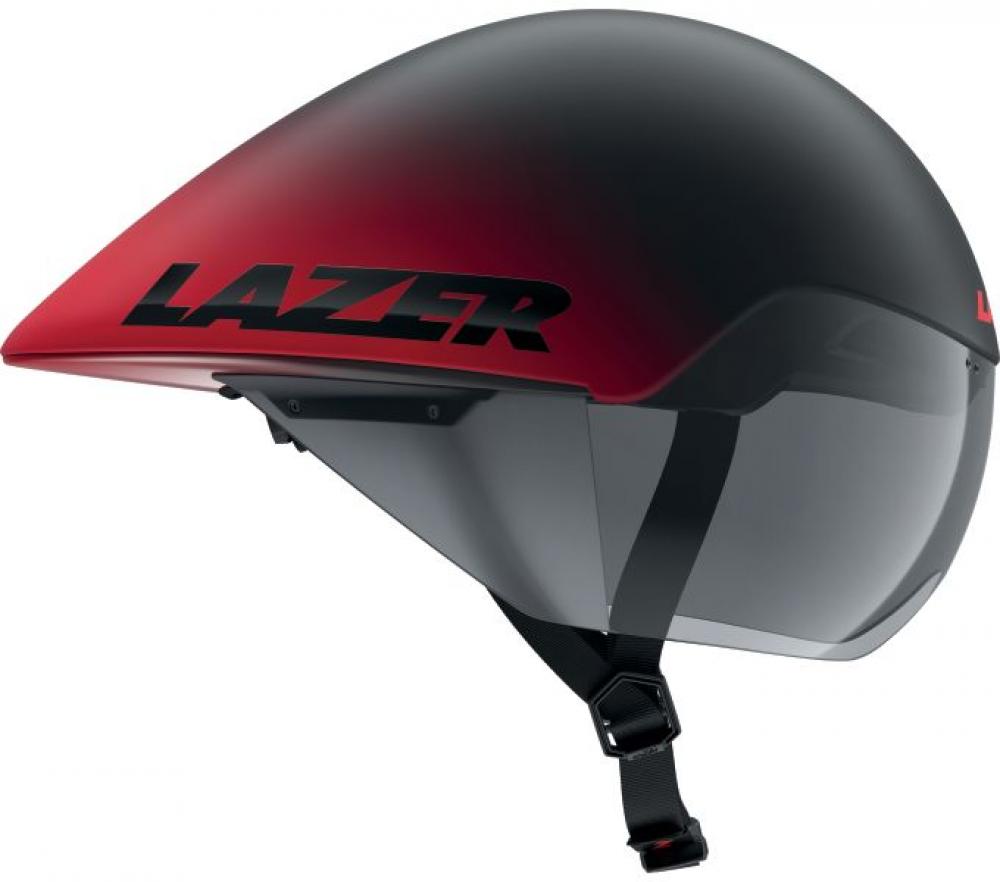 LAZER Helm Volante KinetiCore Triathlon/Zeitfahren Matte Black Red (S) - maximal aerodynamischer Zeitfahrhelm