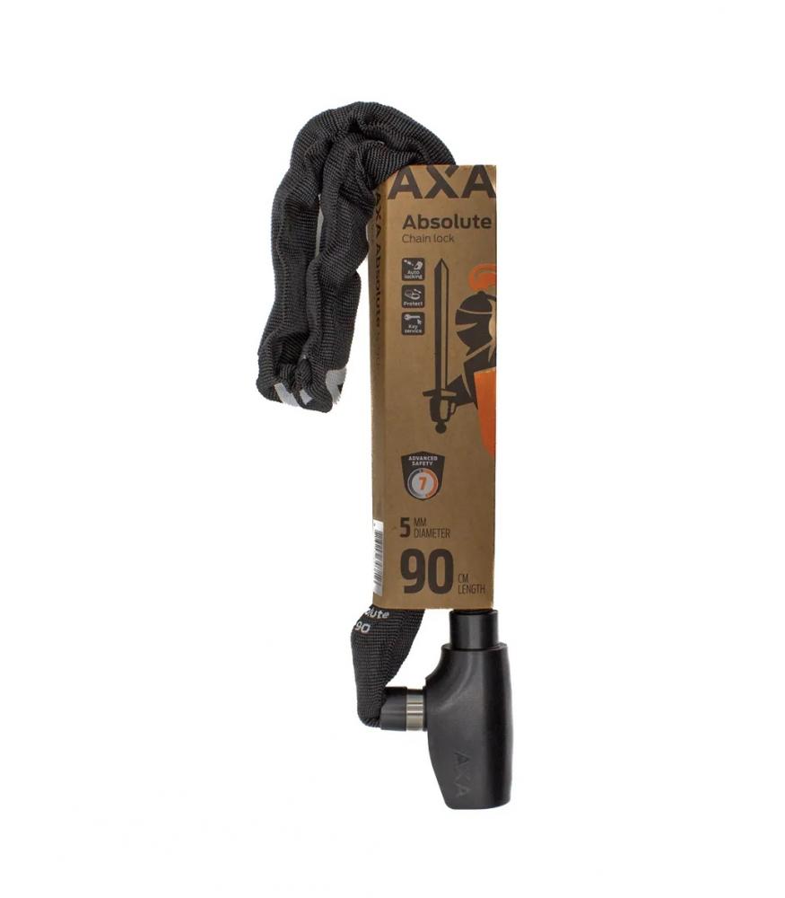 AXA Kettenschloss Absolute 5-90, 90 cm lang, sicheres Fahrradschloss mit Click-In-Funktion.