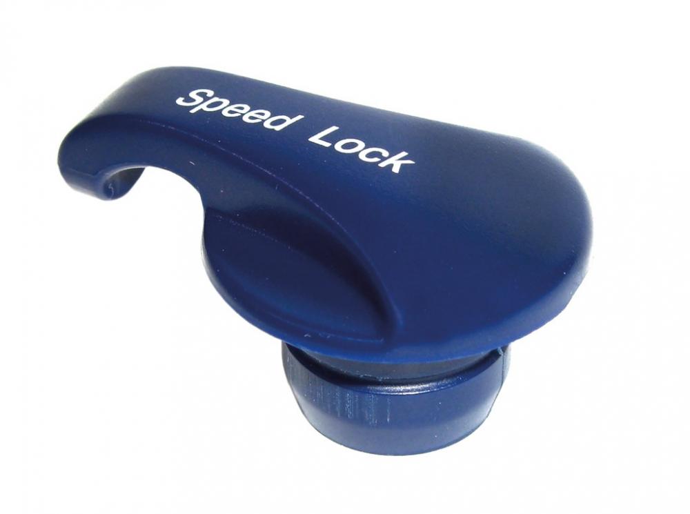 SR-Suntour Drehdeckel für HLO Federgabelkopf SF13 NEX-HLO mit Speed Lock-Aufschrift, blau.