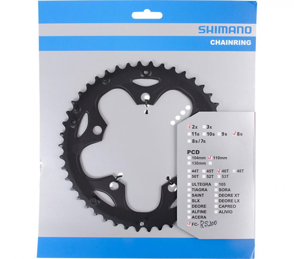SHIMANO Kettenblatt FC-RS200 46 Zähne - effiziente Übersetzung für Rennrad und Fitnessbike