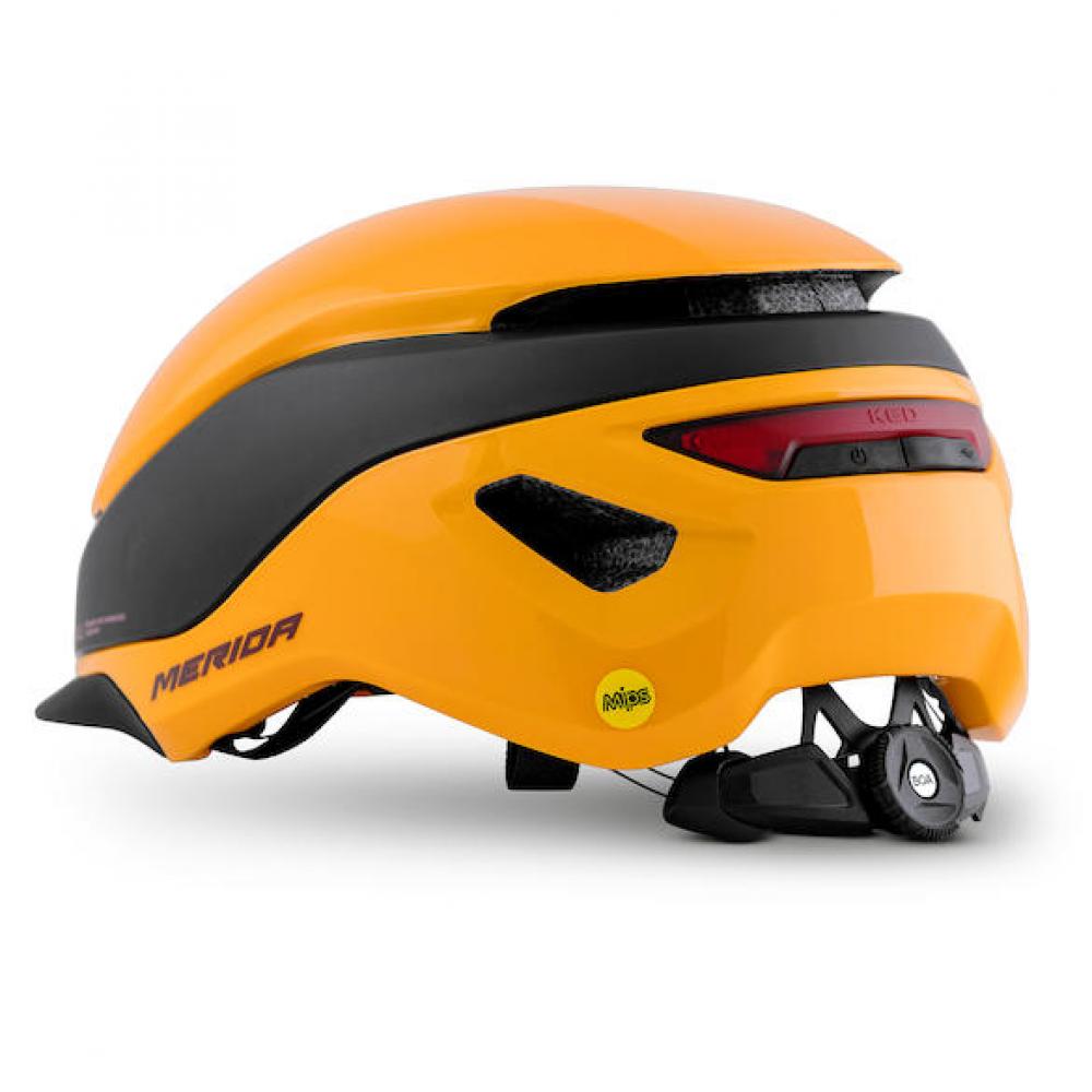 Merida Helm Mitro UE-1 L / 58-61 cm orange/schwarz - urbaner City-Helm mit MIPS & Rücklicht