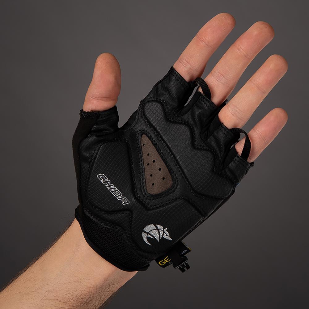 CHIBA Gel Premium - Radhandschuhe dunkelgrau, Größe M, mit Poron-Gelpolsterung