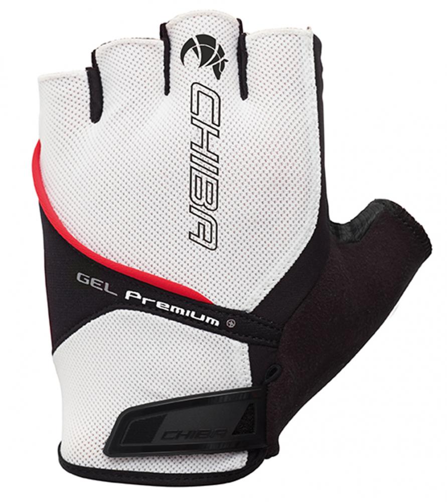 CHIBA Gel Premium - Radhandschuhe kurzfinger weiß S, Gelpolsterung, atmungsaktiv