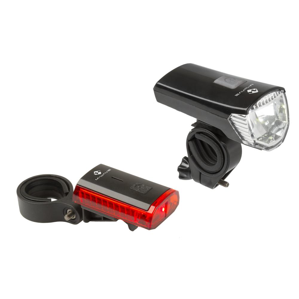 M-WAVE Akku-Beleuchtungsset ATLAS K 11 USB schwarz 28 lx
