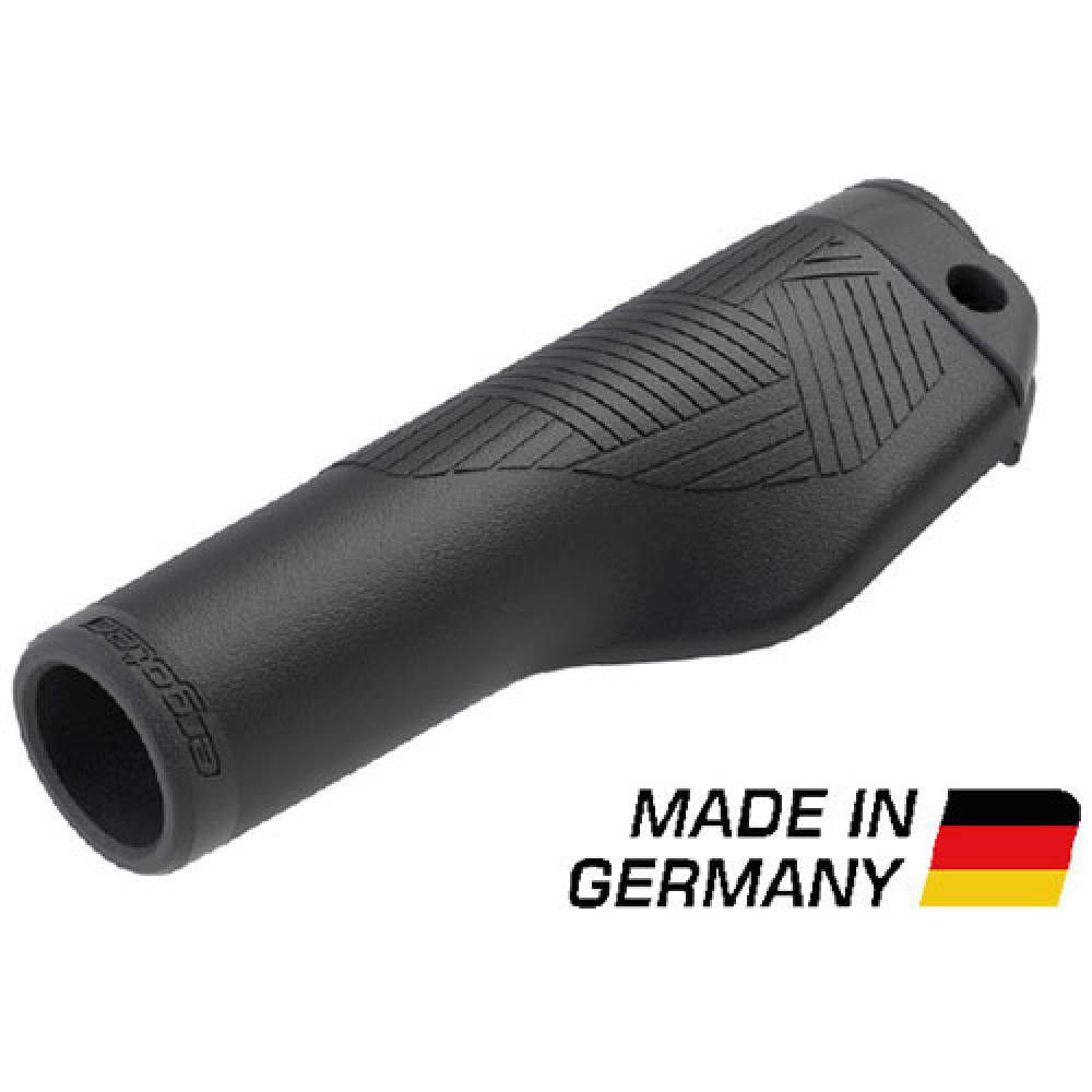Ergonomischer Ergotec Fahrradgriff EG-Ambition aus schwarzem TPE/TP-Glasfiber Recycling-Material.