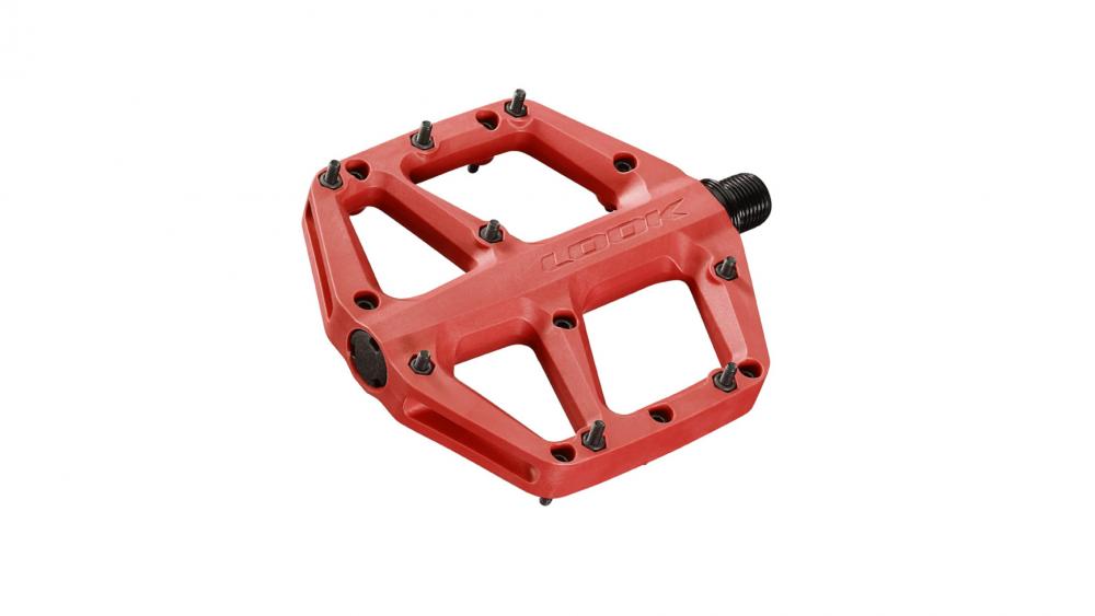 Look Trail Fusion Plattformpedale rot, Composite-Pedalkörper & Chromoly-Achse, 107×105 mm, 8 austauschbare Pins pro Seite,1 Paar