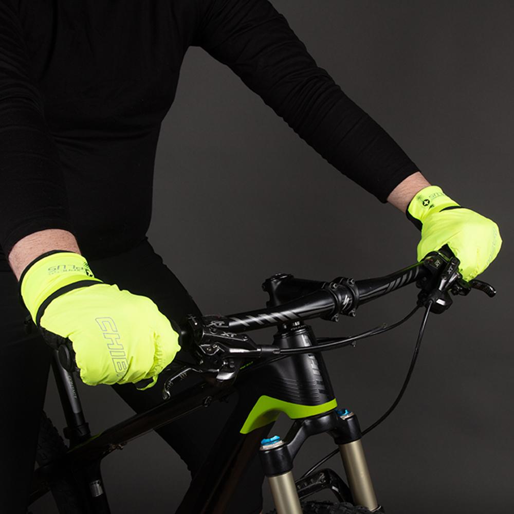 CHIBA Express+ - Radhandschuhe neongelb XS mit Regenüberzug und Gelpolsterung