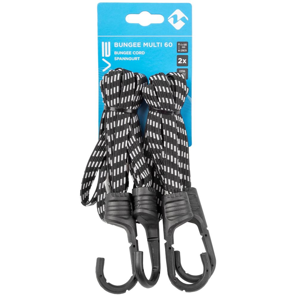 M-WAVE Bungee Multi 60 Spanngummi - Gepäckgurt 4-Band, Länge 600 mm, schwarz