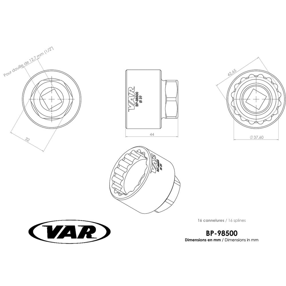 VAR Innenlagerwerkzeug BP-98500 SHIMANO XTR BB-93, 93 - präzises Tool für 39 mm Innenlager