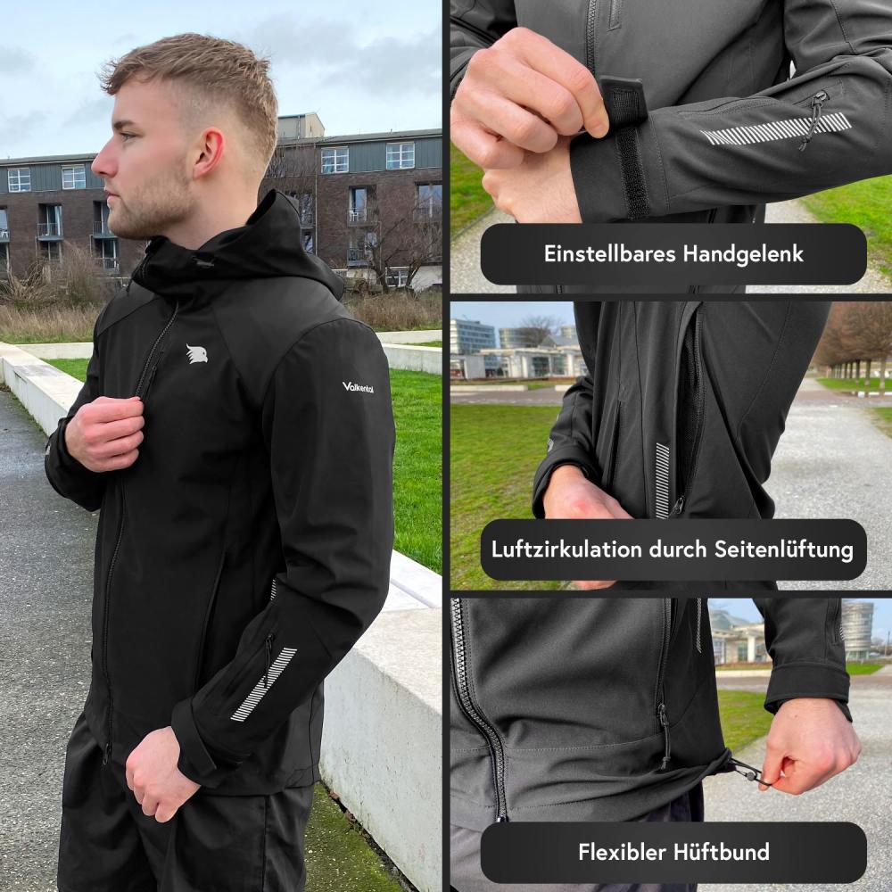 Valkental Herrenjacke Softshell M schwarz