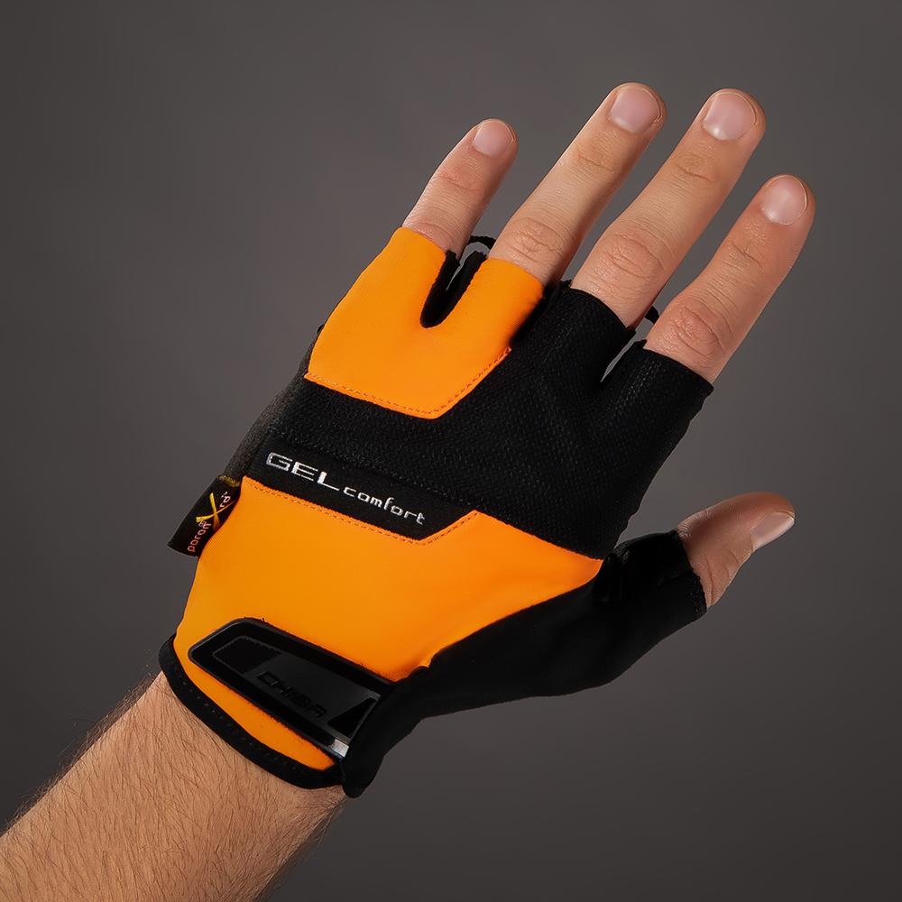 CHIBA Gel Comfort - Fahrradhandschuhe XXL schwarz/orange mit Poron-Gelpolsterung