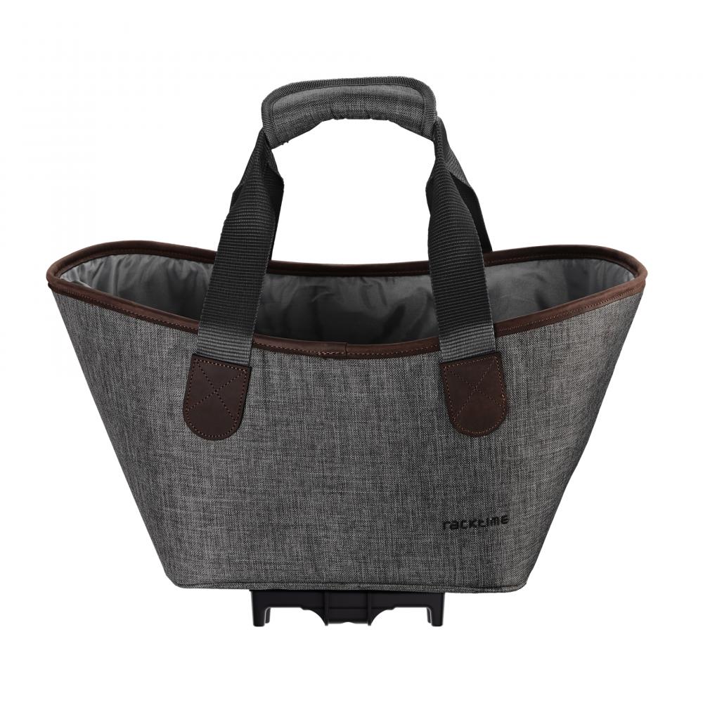 racktime Gepäckträgertasche Einkaufstasche Agnetha 2.0 dusty grey - Fahrradtasche 15 mit Snapit-Adapter wasserabweisend Tragegriff Innenfach Reflektoren