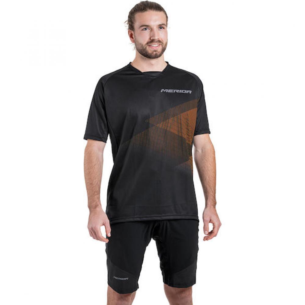 Merida Trikot MTB STRIPE S Schwarz/orange - robustes MTB-Trikot für Trail und Tour