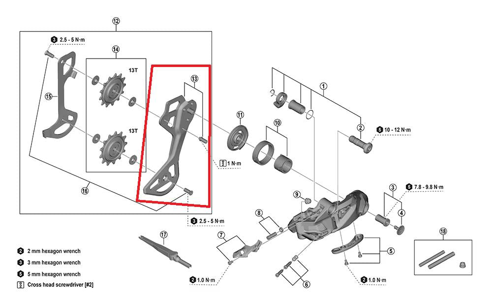SHIMANO Kettenleitblech außen RD-M8250 SGS Lang-Käfig - präzise Kettenführung