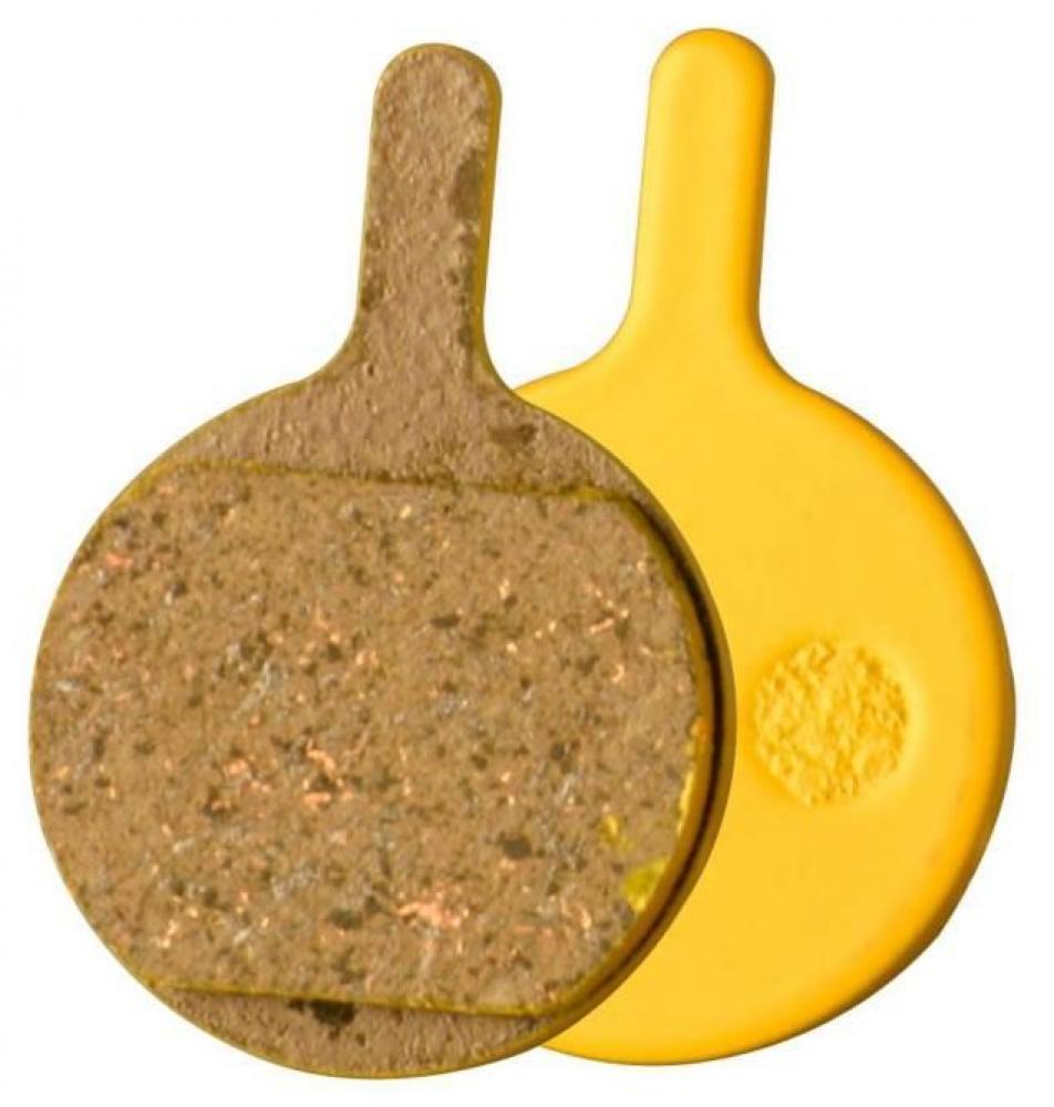 NG Sports Semi-Metall Disc-Bremsbeläge für Magura Louise-Clara, ein brauner und ein gelber Bremsbelag.
