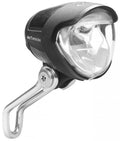 Schwarzer Busch&Müller Lumotec IQ Avy N plus LED-Fahrradscheinwerfer für Nabendynamo mit StVZO-Zulassung.