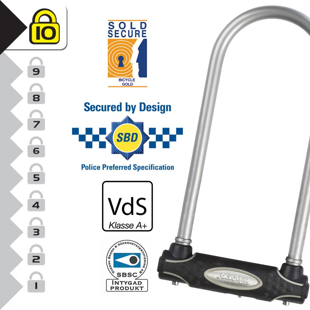 Master Lock Bügelschloss 8195LW Grau 13 mm x 280 mm x 110 mm - hohe Diebstahlsicherheit