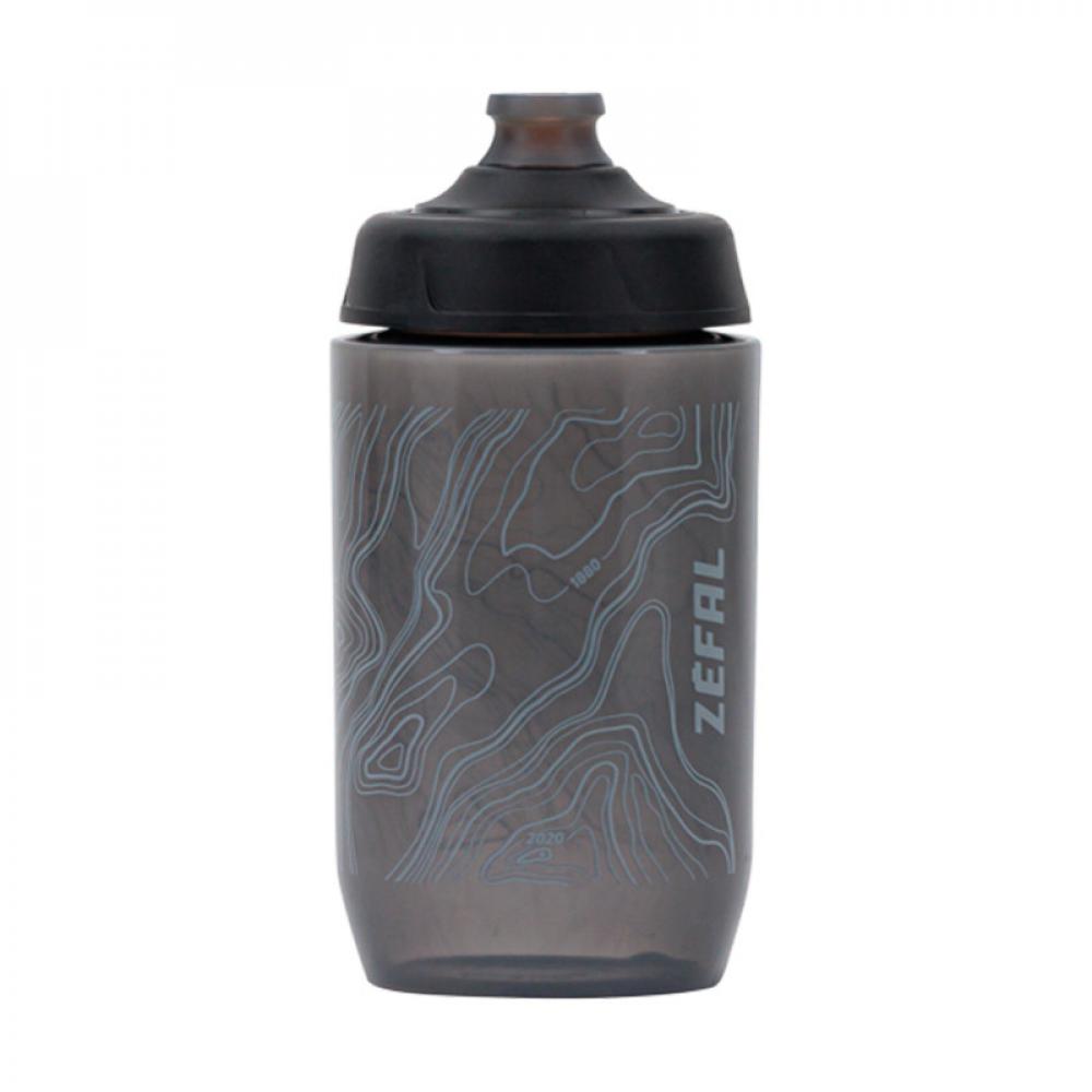 Zefal Sense Pro 50 Trinkflasche 500ml schwarz/grau mit Topo-Design, Silikon-Mundstück. Auslaufsicher, BPA-frei.