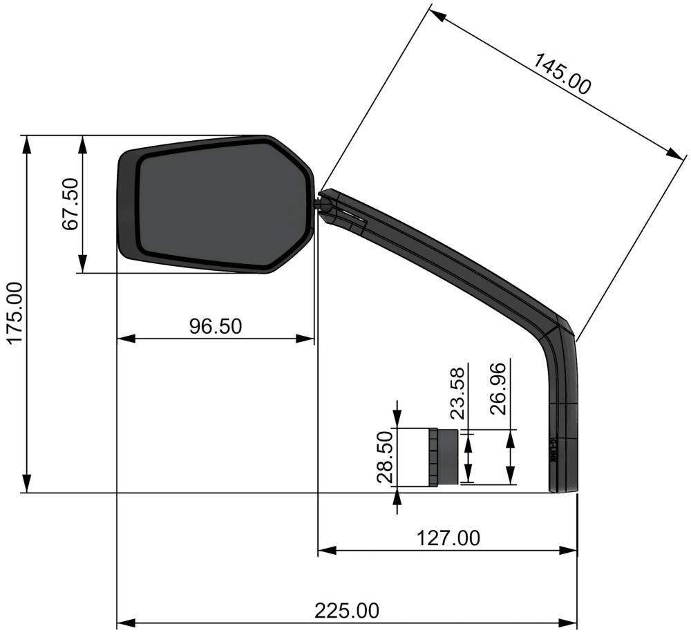 CONTEC Rückspiegel E-View Evo GL schwarz matt