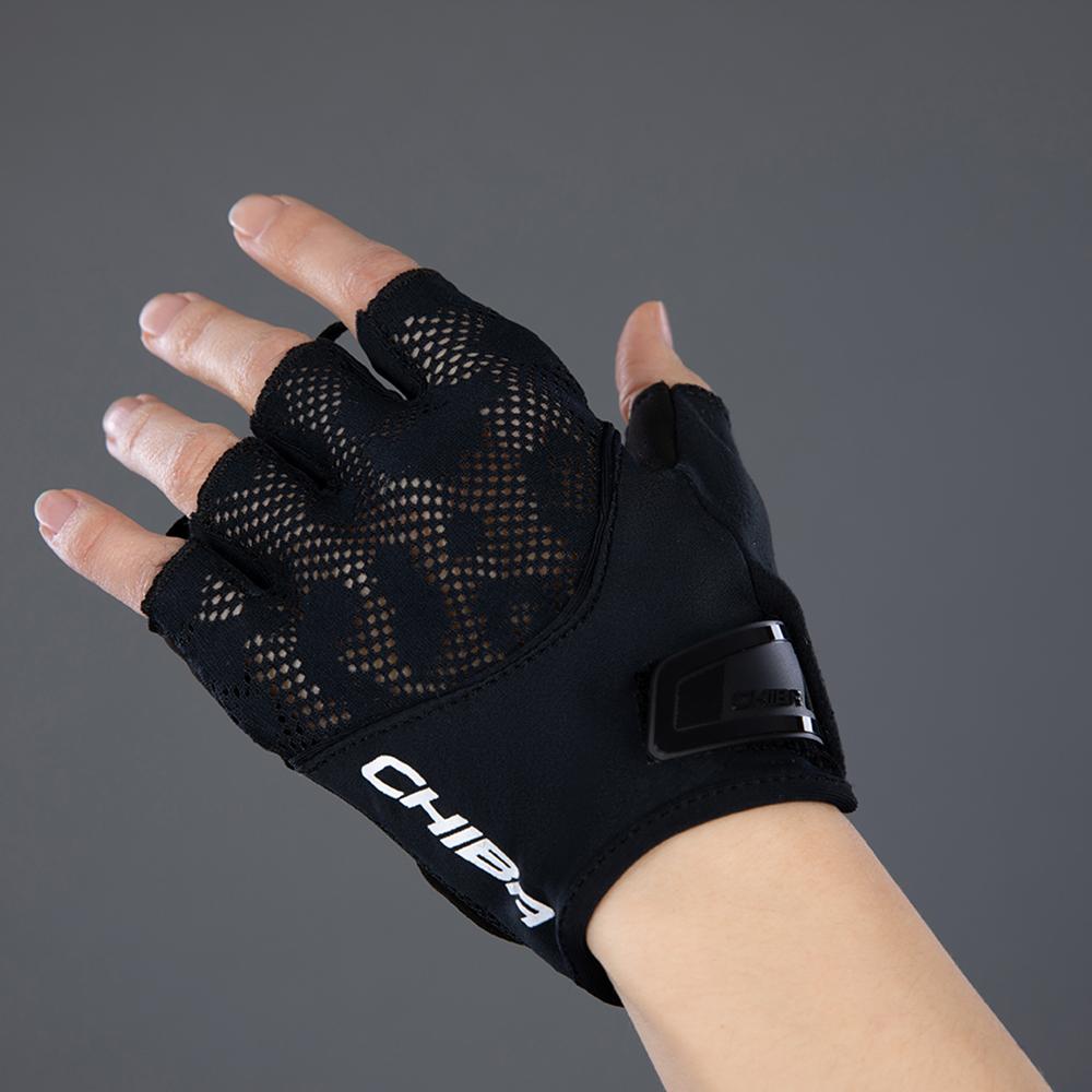 CHIBA Lady Gel - Damen Fahrradhandschuhe kurz, schwarz/schwarz, Gelpolster, Größe M