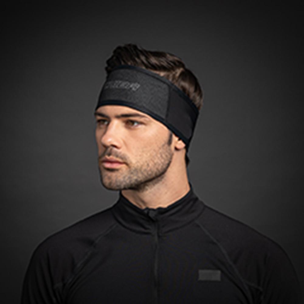 CHIBA Windstopper Stirnband - L/XL, schwarz, Thermofleece, winddicht, reflektierendes Logo