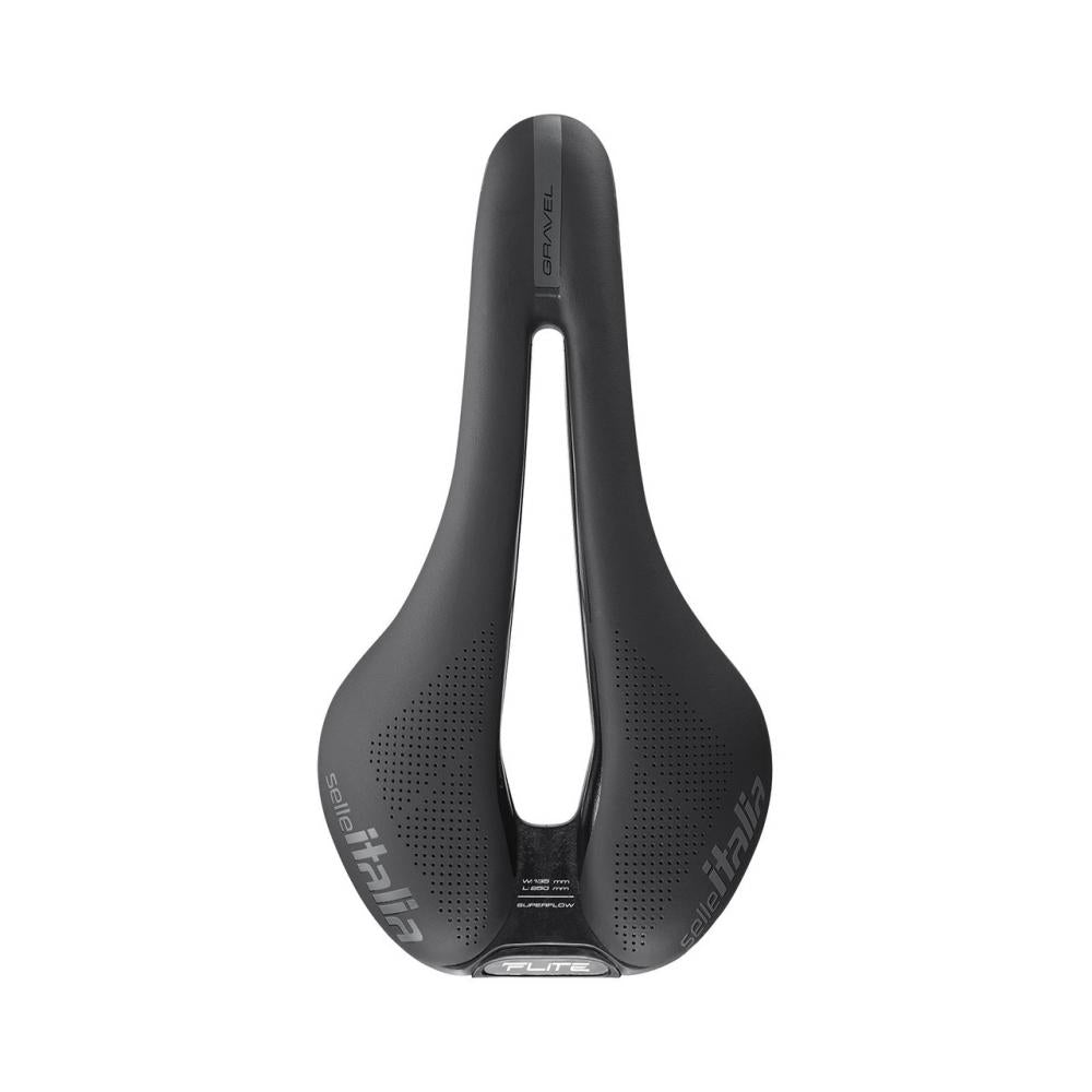 Selle Italia Flite Boost Gravel TI 316 Superflow S3 - Gravel-Sattel mit Titanstreben, Gel-Polsterung, Damm-Aussparung, schwarz