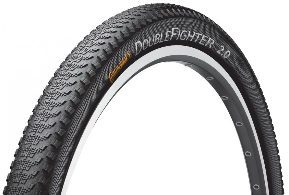 Continental Conti Double Fighter III Fahrradreifen 27.5x2.00 schwarz mit Profil auf Felge.