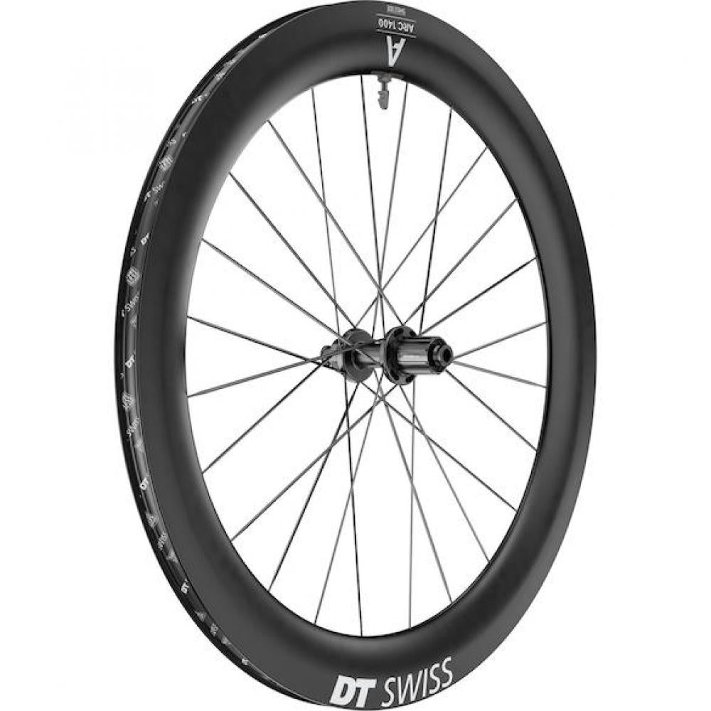 DT Swiss Laufrad ARC 1400 Dicut 65 622 x 22 mm Schwarz - aerodynamisches Carbon-Rennradlaufrad - Laufräder Road Disc
