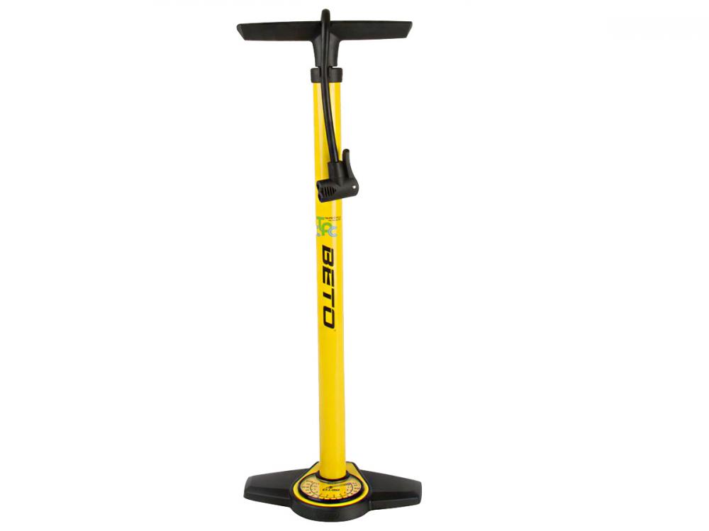Beto Standpumpe gelb, Stahl/Kunststoff, für Fahrradreifen bis 11 bar, AV/DV/SV Ventile.