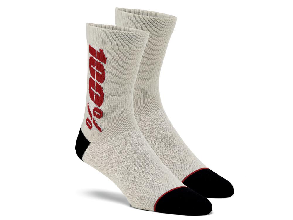 100% Rythym socks (merino) S/M Silver/Cherry - atmungsaktive MTB-Merino-Socken