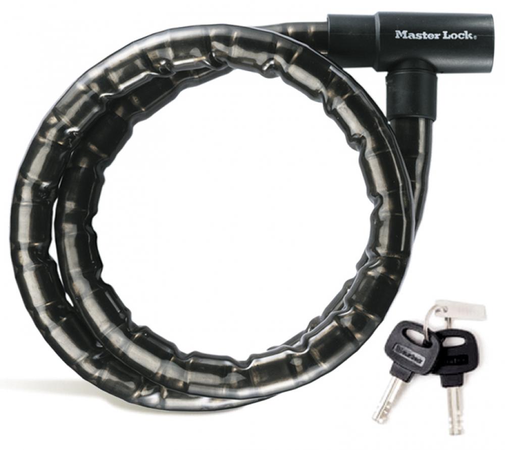 Master Lock Kabelschloss PanzR 22 mm x 2000 mm Schwarz - extra sicheres Fahrradschloss mit Schlüssel