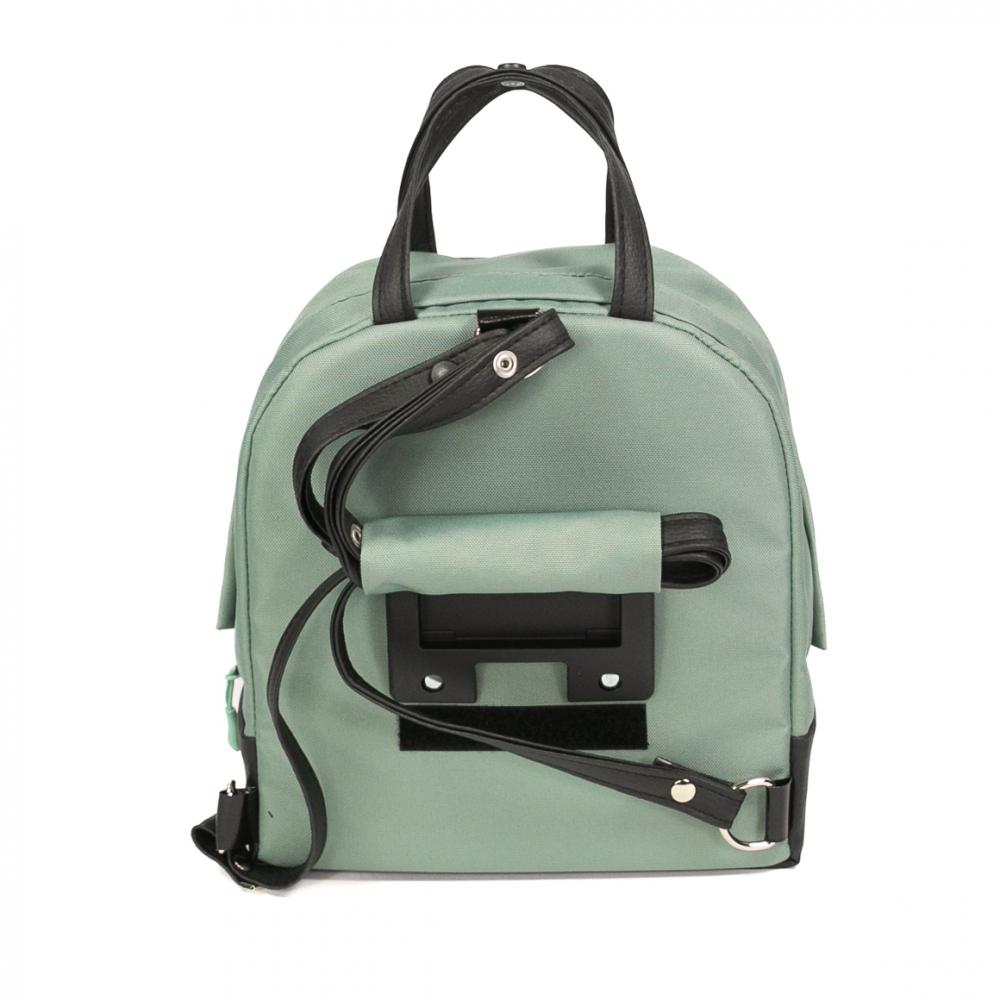 Haberland Rucksack-Lenkertasche Bella salbei/sw - flexible Lenkertasche & Rucksack in moderner Ausführung