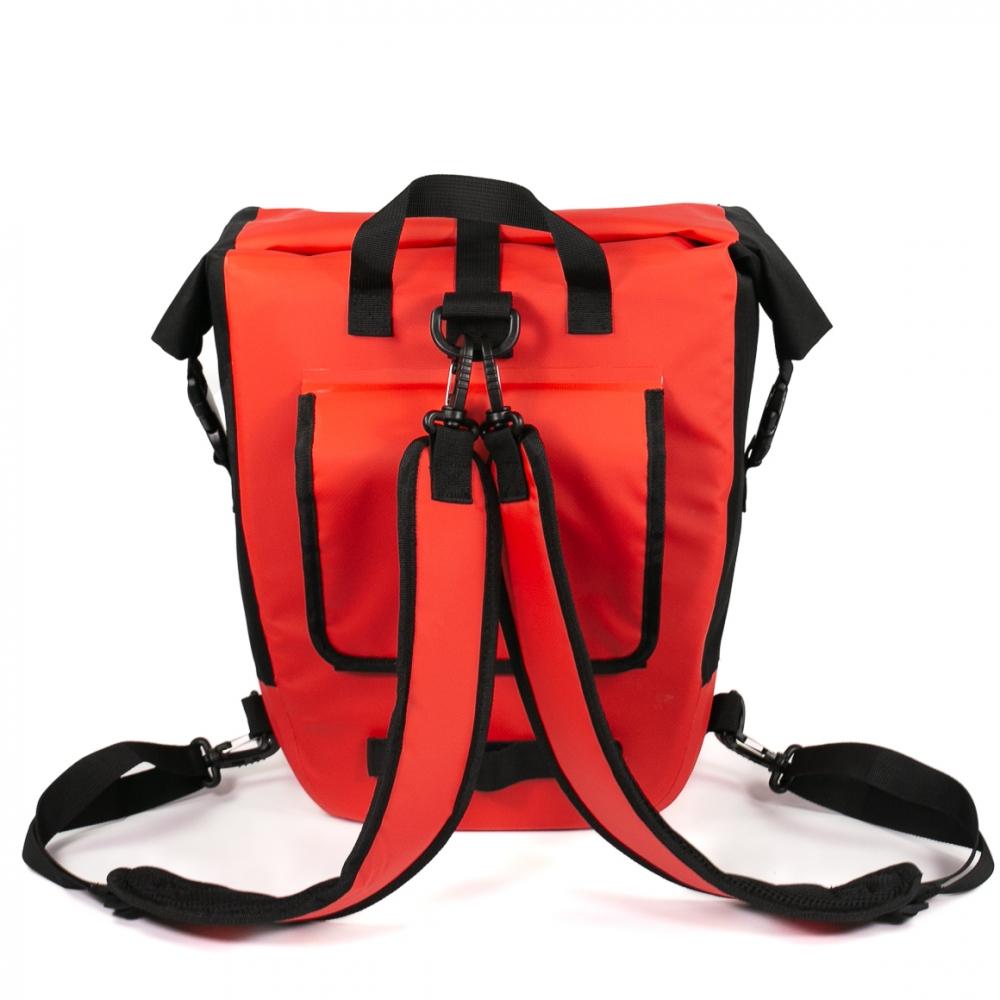 Haberland Bike-Rucksack H2O schwarz/rot - wasserdichte Gepäckträgertasche mit Tragesystem