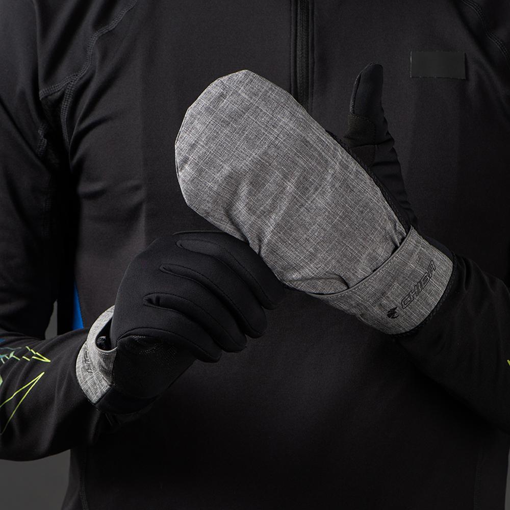 CHIBA Overflap Light - Radhandschuhe L hellgrau, wind- & wasserdicht, Thermofleece, Touchfinger